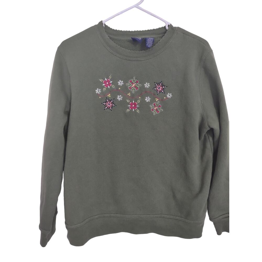 Vintage Cottagecore Sweater Size Medium Scalloped Trim Grandmacore‎ Classic